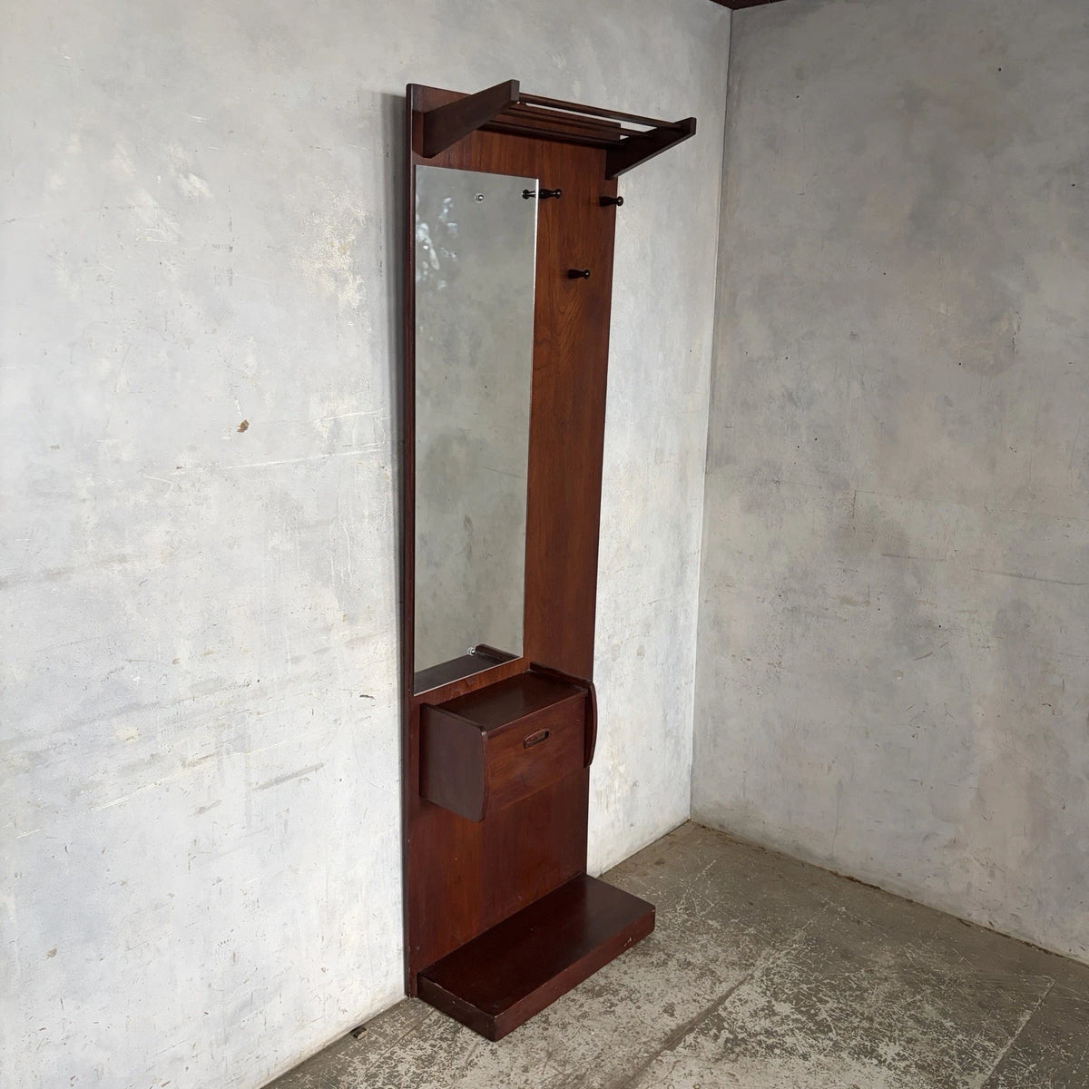 Mid Century Teak Gentleman’s Hall Stand with Mirror – view 2