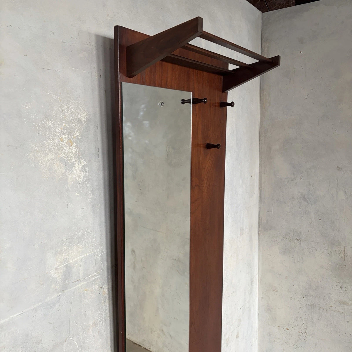Mid Century Teak Gentleman’s Hall Stand with Mirror – view 3