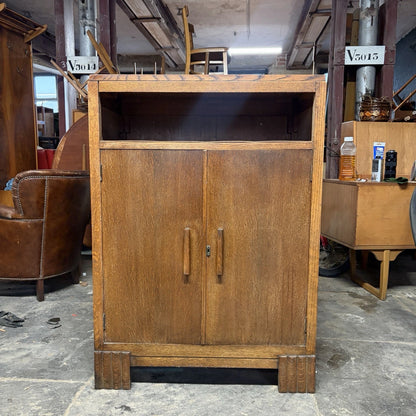 Art Deco Compact Tiger Oak Tallboy Cabinet – view 2
