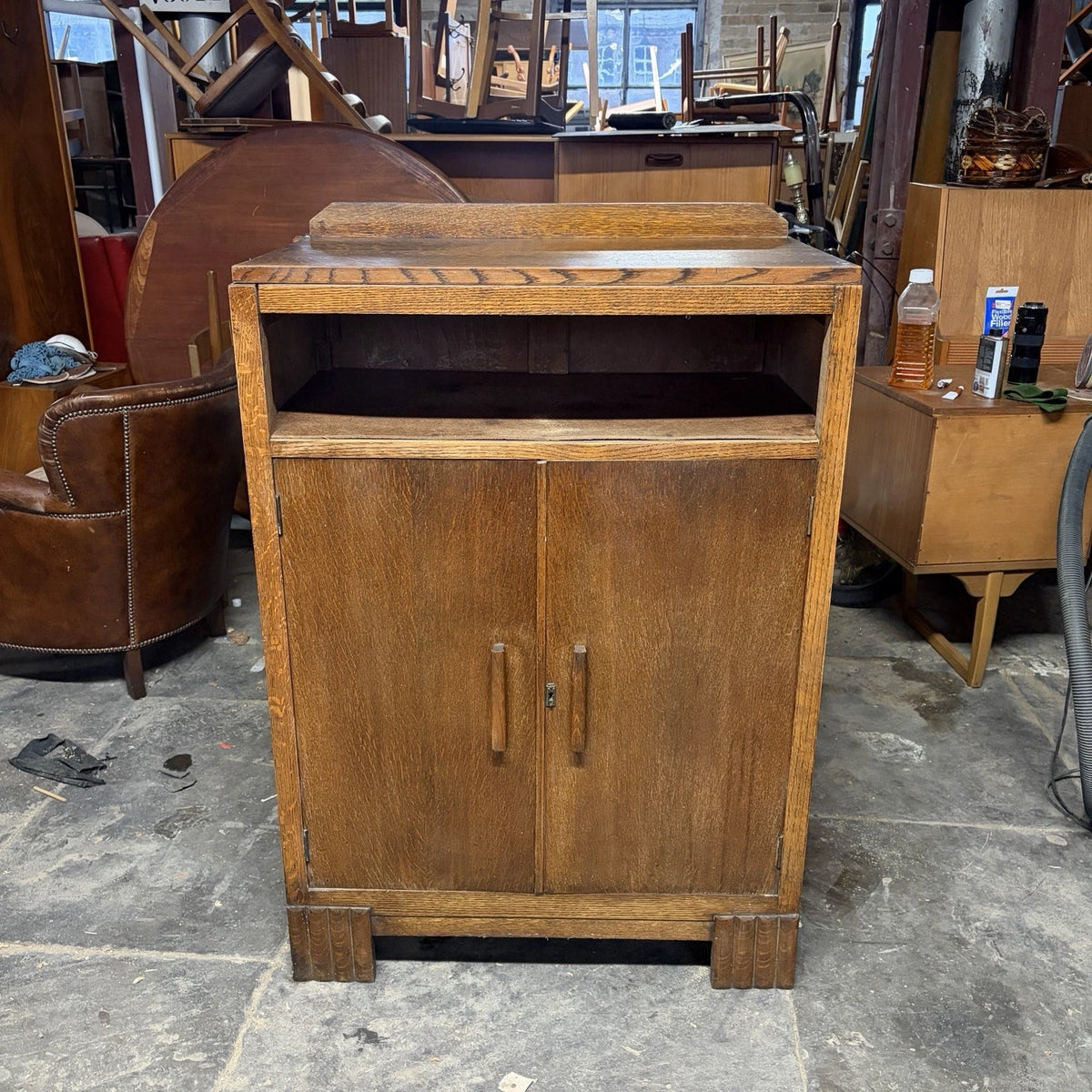 Art Deco Compact Tiger Oak Tallboy Cabinet – view 3
