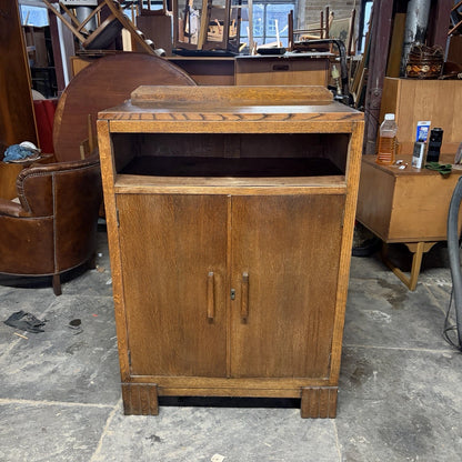 Art Deco Compact Tiger Oak Tallboy Cabinet – view 3