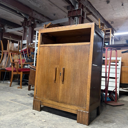 Art Deco Compact Tiger Oak Tallboy Cabinet – view 4