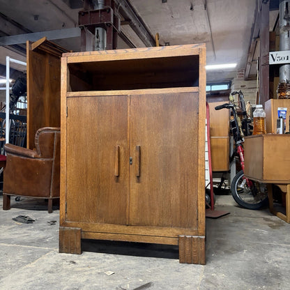 Art Deco Compact Tiger Oak Tallboy Cabinet – view 5