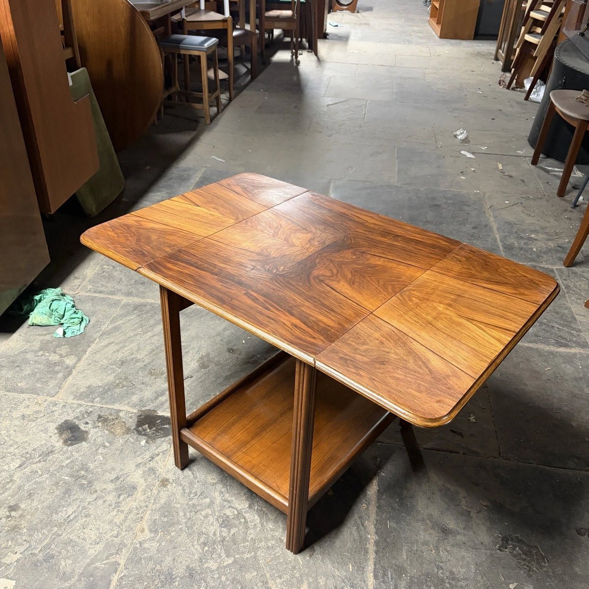 Mid Century 1960s Burr Walnut & Oak Drop Leaf Coffee Table – view 2