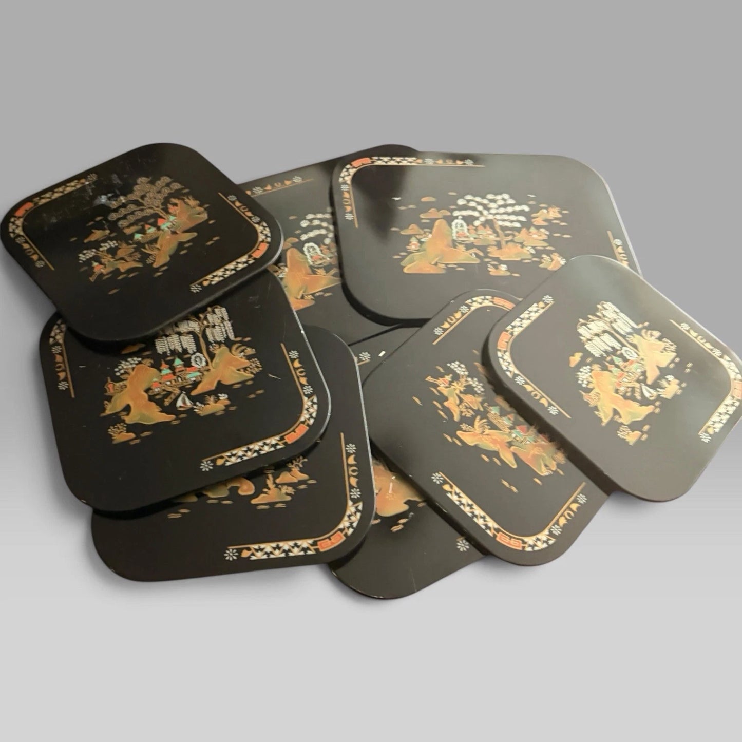 Vintage Chinoiserie lacquered placemat set – view 5