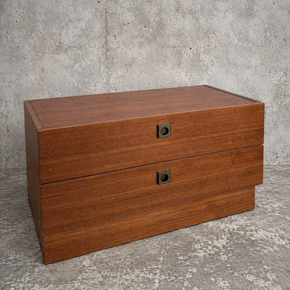 Mid-century G Plan teak low two-drawer chest – view 1