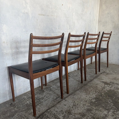 Set of four G Plan teak ladder-back dining chairs – view 1