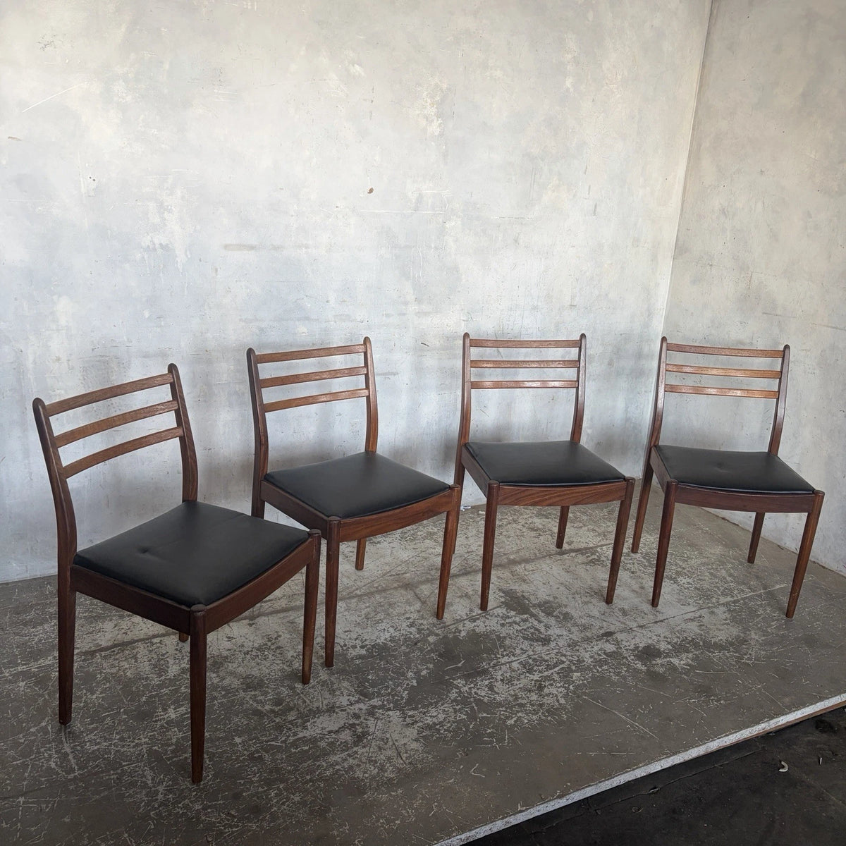 Set of four G Plan teak ladder-back dining chairs – view 2