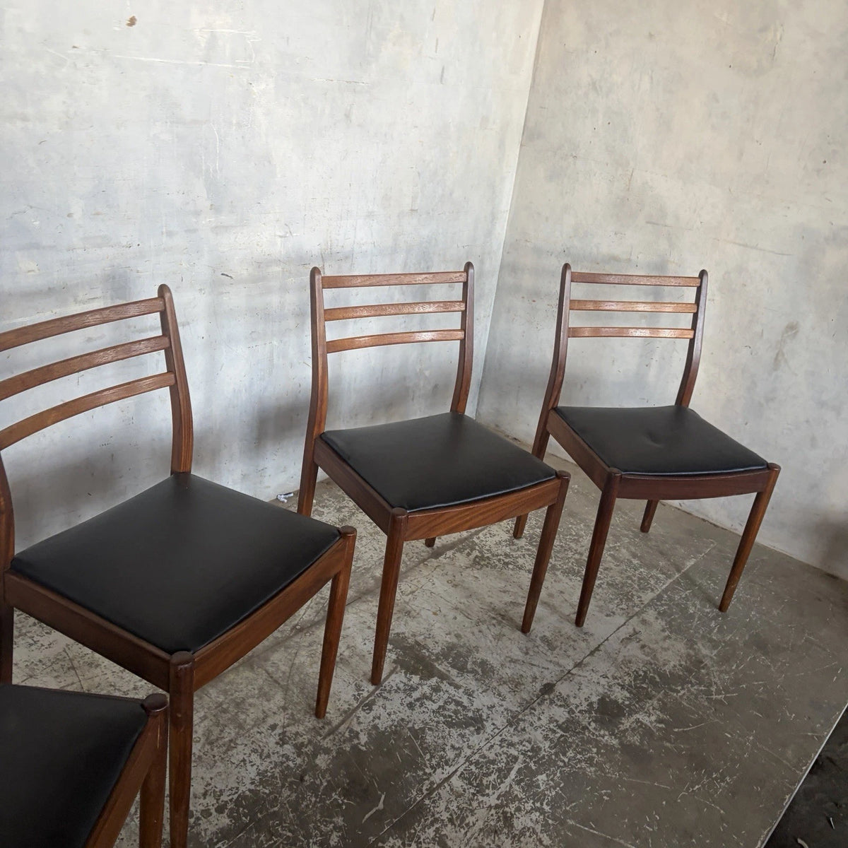 Set of four G Plan teak ladder-back dining chairs – view 4
