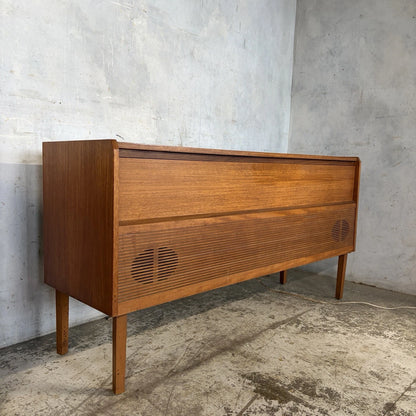 1960s HMV teak radiogram record player and radio cabinet – view 2