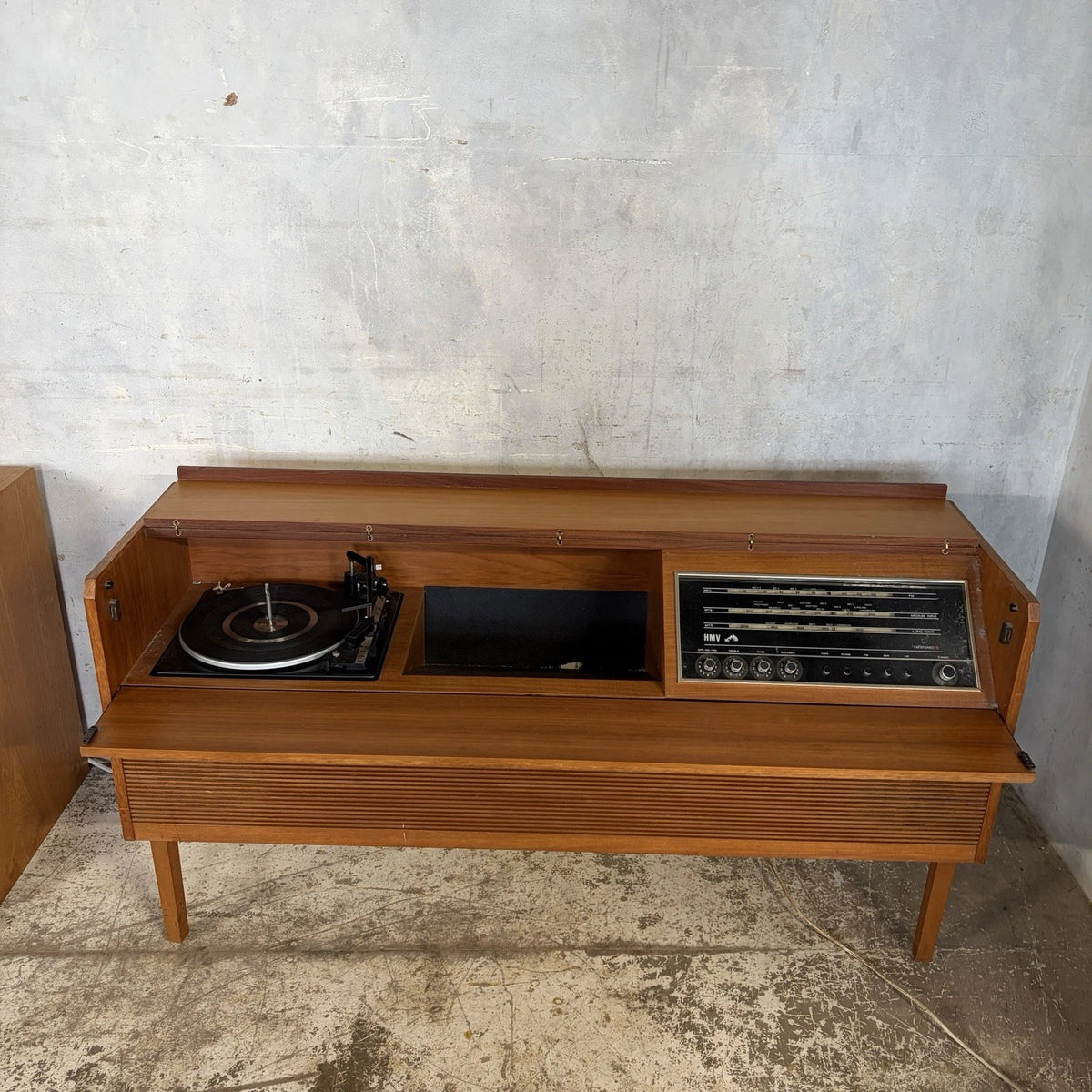 1960s HMV teak radiogram record player and radio cabinet – view 5