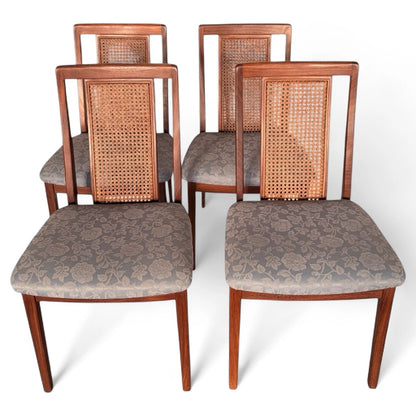 Set of 4 Vintage G Plan Teak Dining Chairs – Mid-Century Modern Cane Back