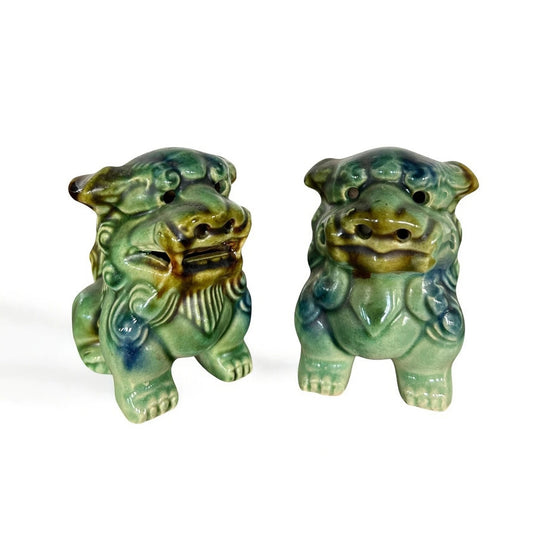 Mid Century Modern Pair of Chinese Ceramic Foo Dogs