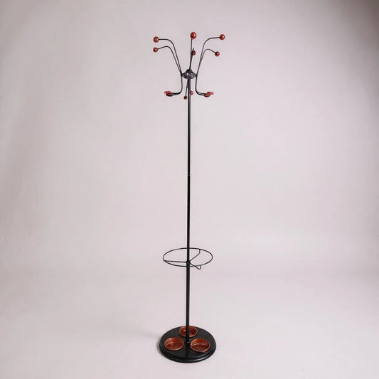 Mid Century Modern Atomic Coat Rack with Umbrella Stand – 1960s Space Age Hall Stand