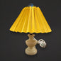 Mid Century Onyx table lamp yellow fabric pleated shade
