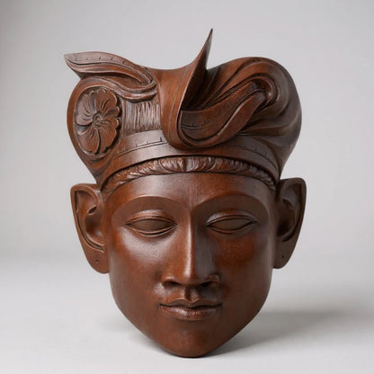 Vintage Indonesian Hand-Carved Wooden Wall Mask – Tribal Folk Art