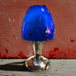 Vintage 90s Ikea Blue Glass and Chrome Lamp