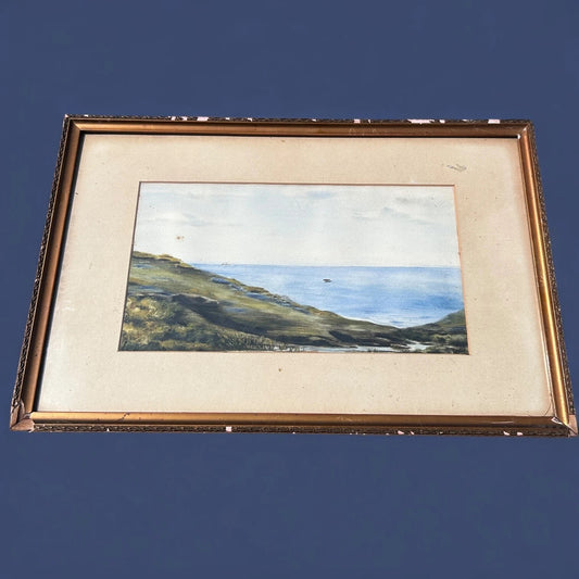 Mid Century Coastal Landscape Watercolour Painting