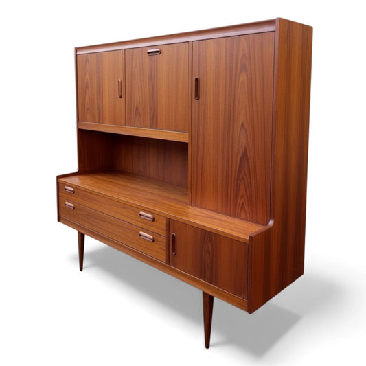 Mid Century Sideboard | Alfred Cox Teak Highboard With Integrated Handles