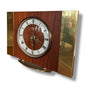 Mid Century Modern Teak Wood and Brass Table Clock