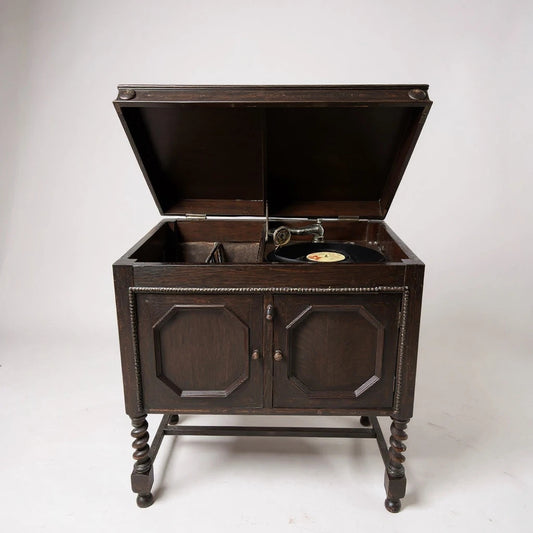 Vintage Wind-Up Gramophone Cabinet – 1920s/30s Phonograph Record Player