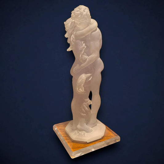 Vintage 1990s Lucite Art Deco Style Lovers Sculpture