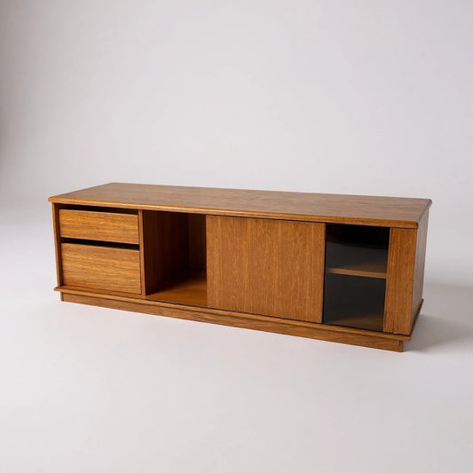 Mid Century German Teak & Glass Media Unit / TV Stand