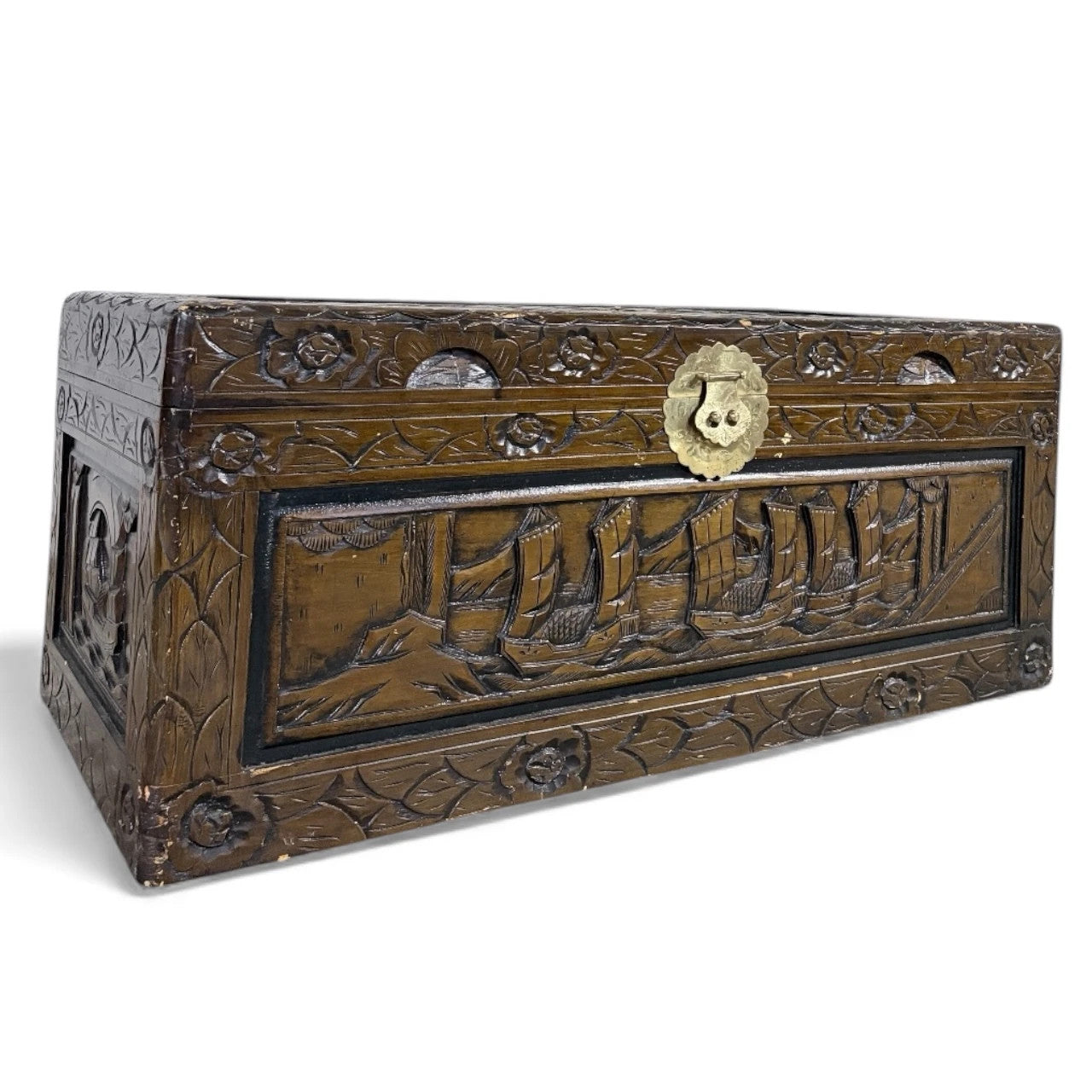 Large Hand-Carved Camphor Wood Blanket Box – Chinese Chest