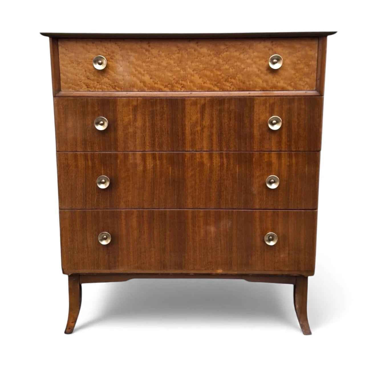 Mid-Century Chest Drawers – Vintage Dresser with Walnut & Bird’s Eye Maple Veneer