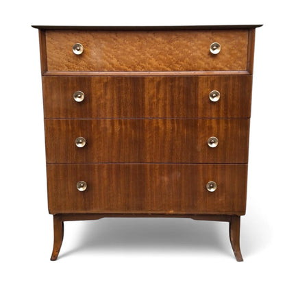 Mid-Century Chest Drawers – Vintage Dresser with Walnut & Bird’s Eye Maple Veneer