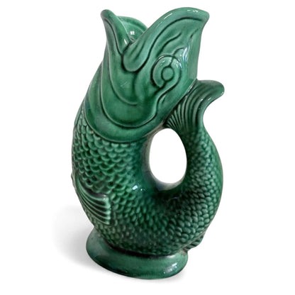 Vintage Green Glug Jug – Fish Shaped Ceramic Gurgle Jug