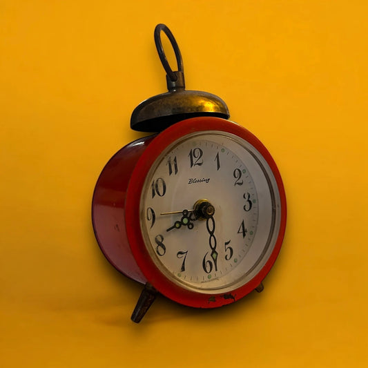 Vintage 1970s Blessing Orange Mini Alarm Clock
