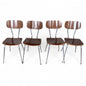 Set of Four Brown Formica Dining Chairs | Mid-Century Modern | Chrome Legs