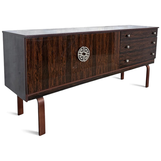 Vintage Sideboard | Mid Century Rosewood Effect Cabinet With Raised Legs