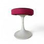 Mid-Century Fibreglass Tulip Stool | White Base with Red Cushion