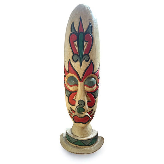 Vintage 1990s Carved Wood Indonesian Tabletop Mask Sculpture