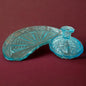 Vintage 1940s Rudolfova Hut Glass Aqua Blue Vanity Tray