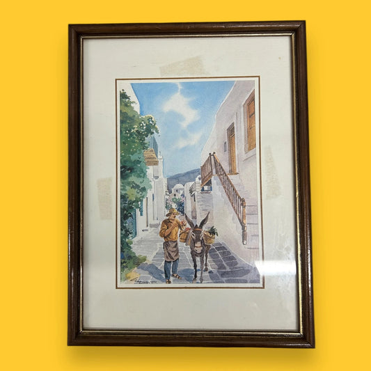 Vintage 1970s Italian watercolour painting