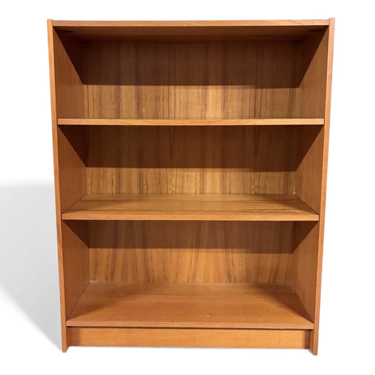 Mid Century Bookcase - Vintage Teak Wood Storage Unit | Compact Three Shelf Design