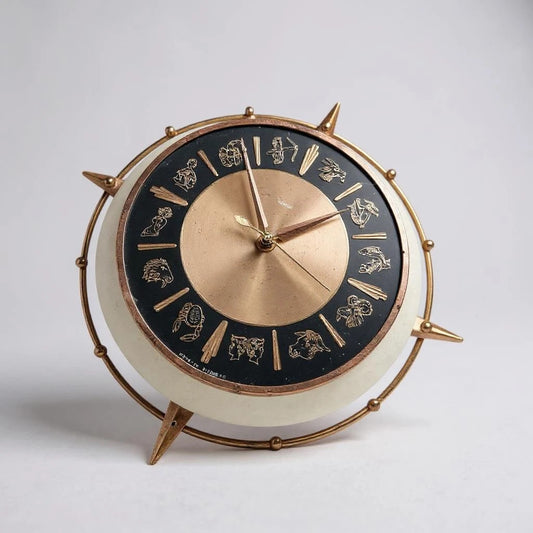 Vintage 1960s Metamec Starburst Zodiac Star Signs Wall Clock