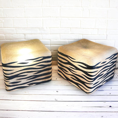 Vintage Cube Zebra Striped Floor Lamps
