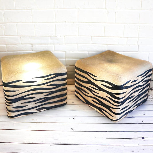 Vintage Cube Zebra Striped Floor Lamps
