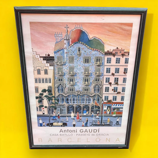 Vintage 90s Antoni Gaudi Framed Poster