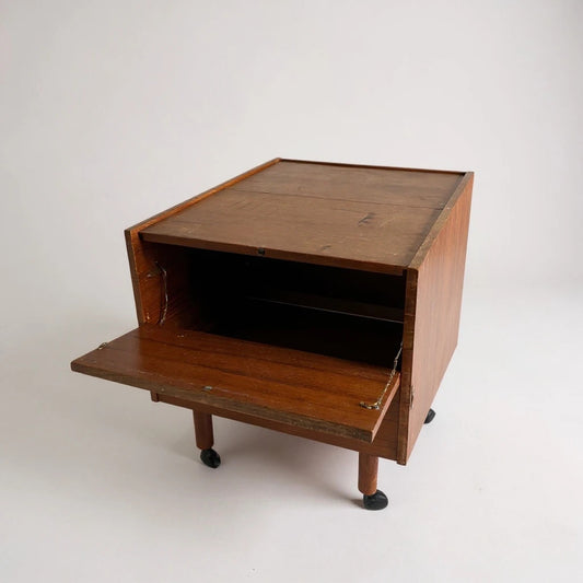 Danish Mid Century Drinks Cabinet on Wheels | Vintage Bar Cart Side Cabinet