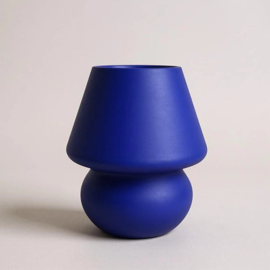 Vintage 90s cobalt blue mushroom habitat glass lamp
