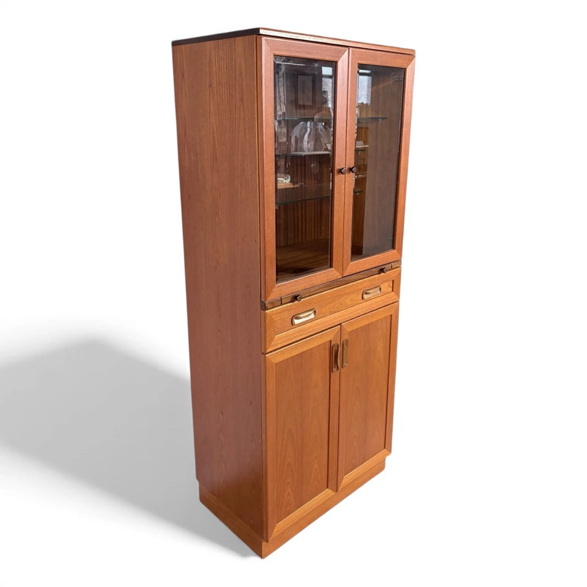 Mid Century Drinks Cabinet – G Plan Teak Display Cabinet With Adjustable Glass Shelves