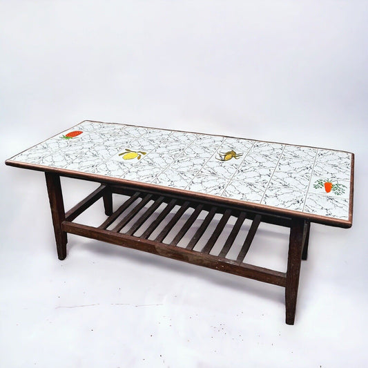 Mid Century Vegetable Ceramic Tile Table