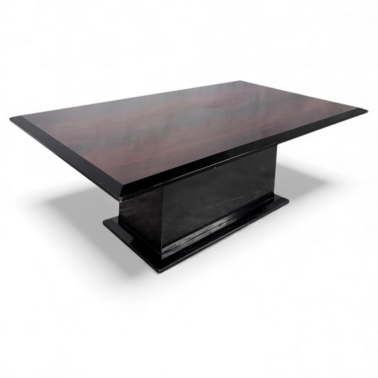 Art Deco Coffee Table – Rosewood Effect With Black Lacquer Pedestal Base