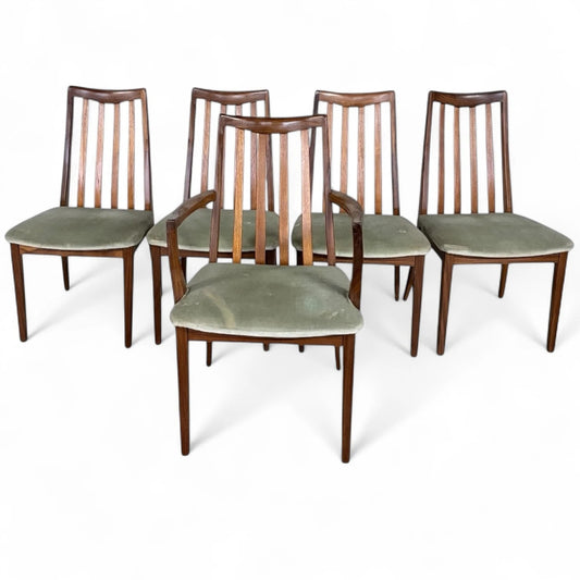 Set of 5 G Plan ‘Leslie Dandy’ Teak Dining Chairs – Mid-Century