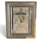 Framed Islamic Manuscript Miniature – Persian Court Scene in Khatam Marquetry Frame